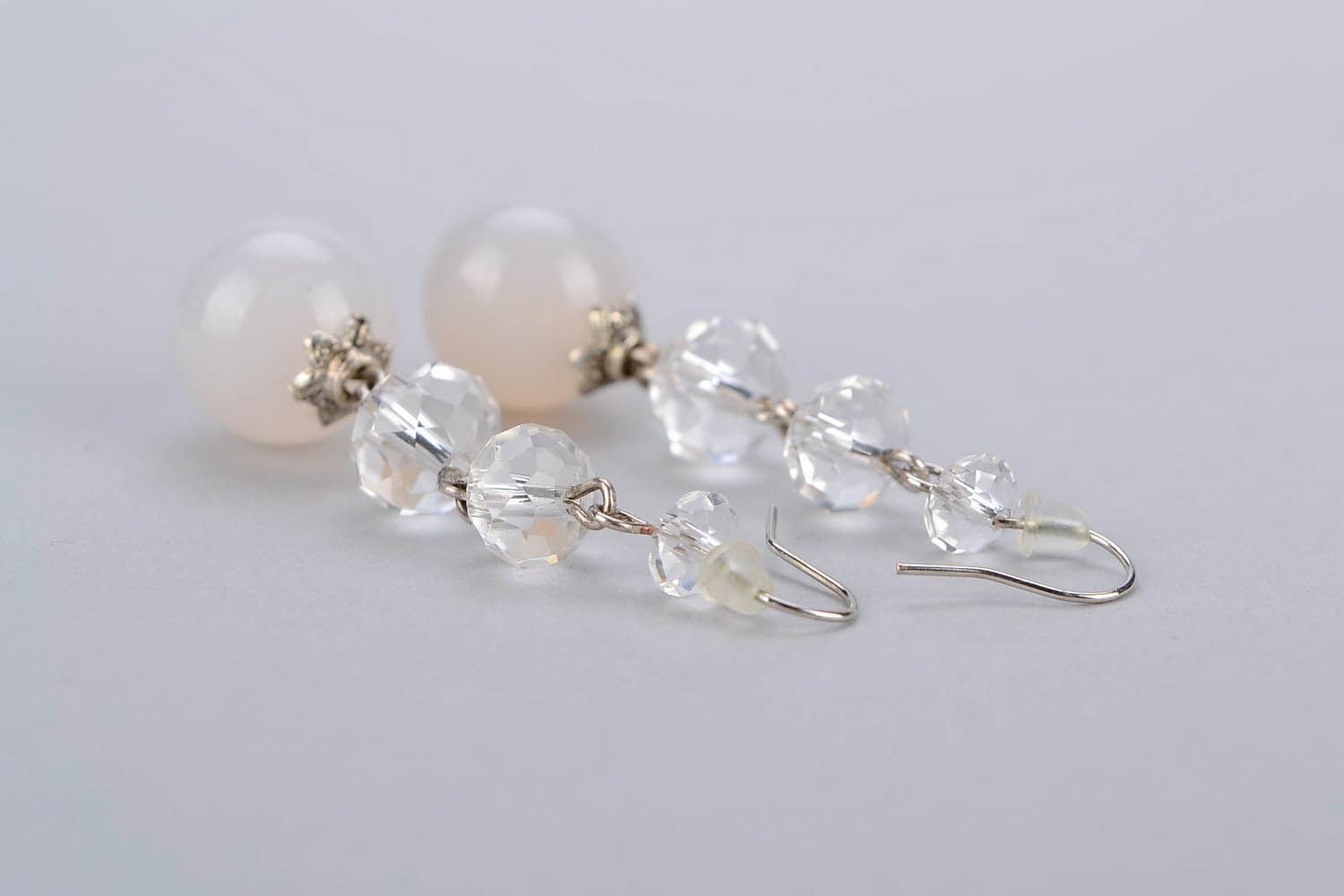 Ball earrings with moonstone  photo 1