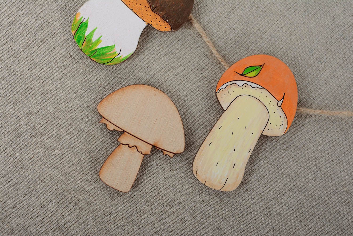 Peça para criatividade com imã de madeira contraplacada artesanal Cogumelo foto 3