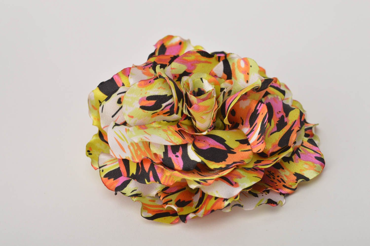 Unusual handmade fabric barrette flower brooch jewelry hair clip gifts for her photo 2