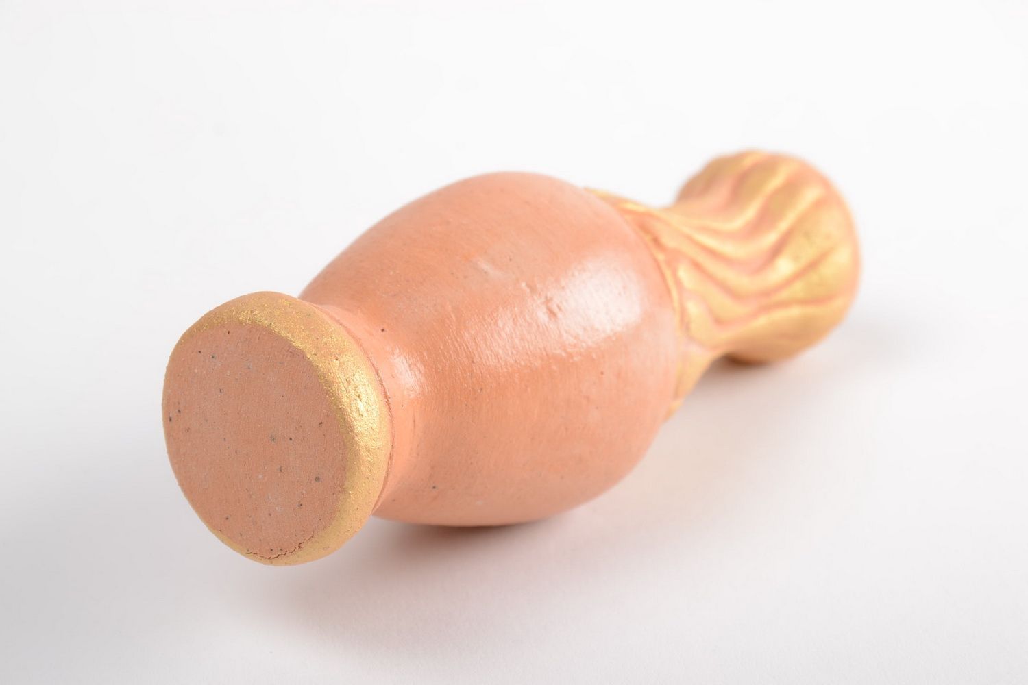 Vase miniature en argile fait main marron clair décoratif style ethnique 10 cl photo 4