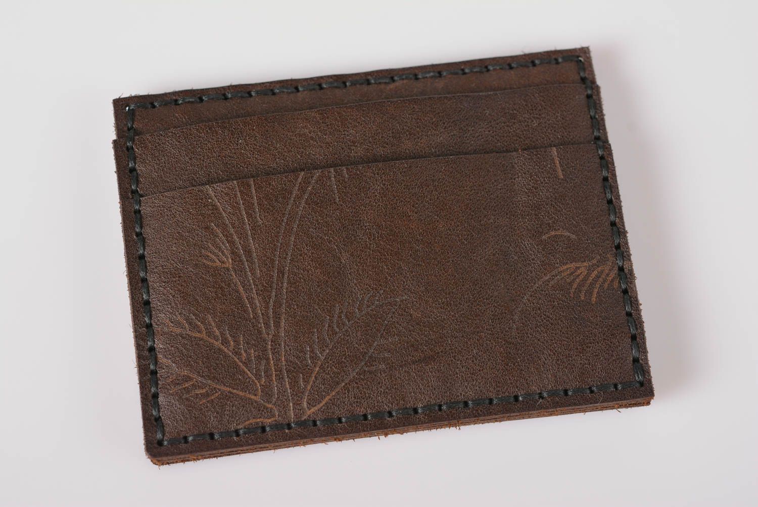 Porte-cartes de visite en cuir fait main marron avec gravure Cadeau pour homme photo 1