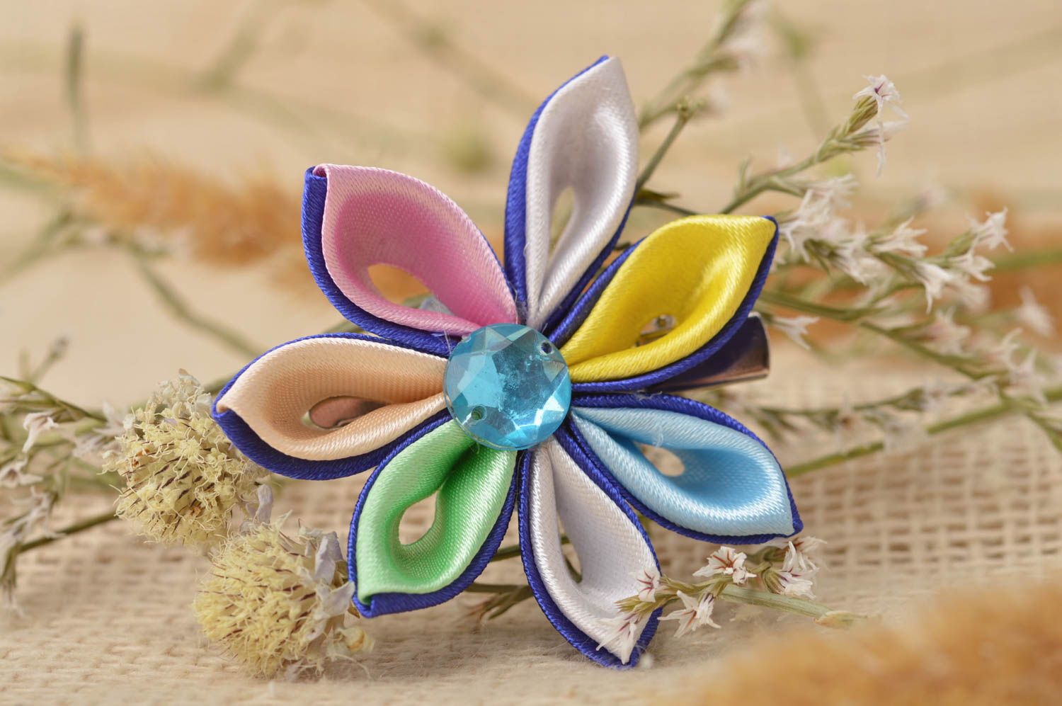Handmade hair clip flower hair clip hair jewelry kanzashi flowers gifts for girl photo 1