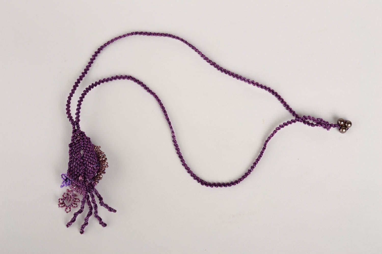 Woven pendant handmade thread jewelry macrame bijouterie gift for women photo 4