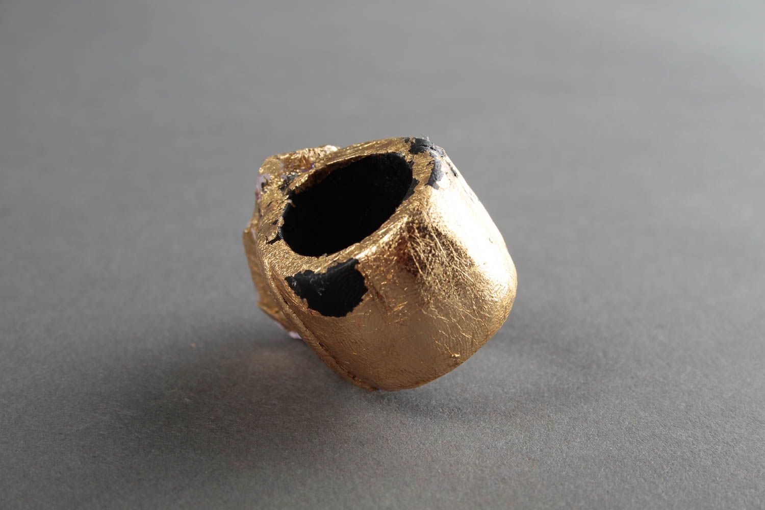 Кольцо ручной работы украшение из полимерной глины украшение кольцо с аметистом фото 5