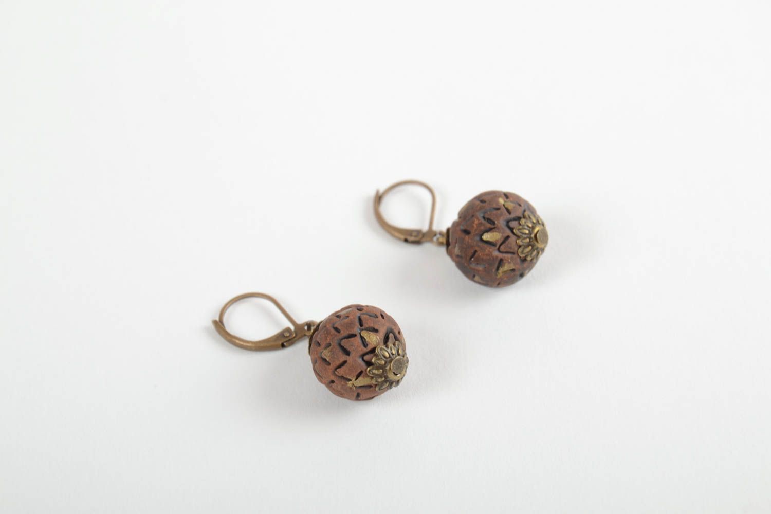 Handmade earrings ceramic earrings unusual jewelry beaded accessory gift ideas  photo 5