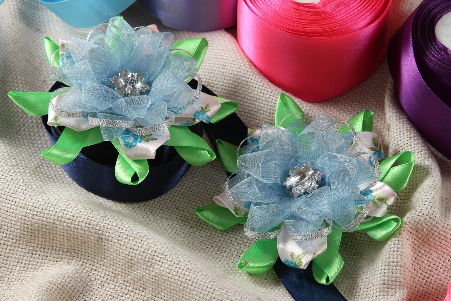 Handmade flower hair clips kanzashi flower handmade barrette gifts for her photo 1