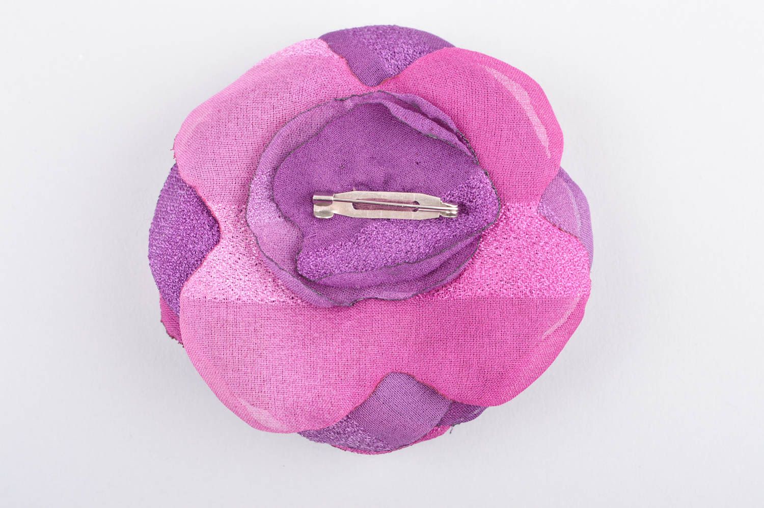 Брошь ручной работы текстильная брошь фиолетовая с розовым женская брошь фото 4