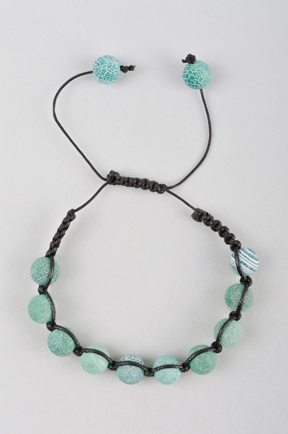 Handmade dark cord strand malachite bracelet for girls  photo 3