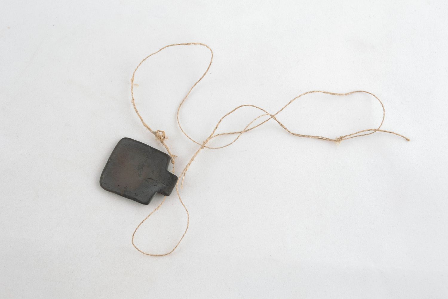 Ethnic pendant made of black-smoked ceramics photo 5