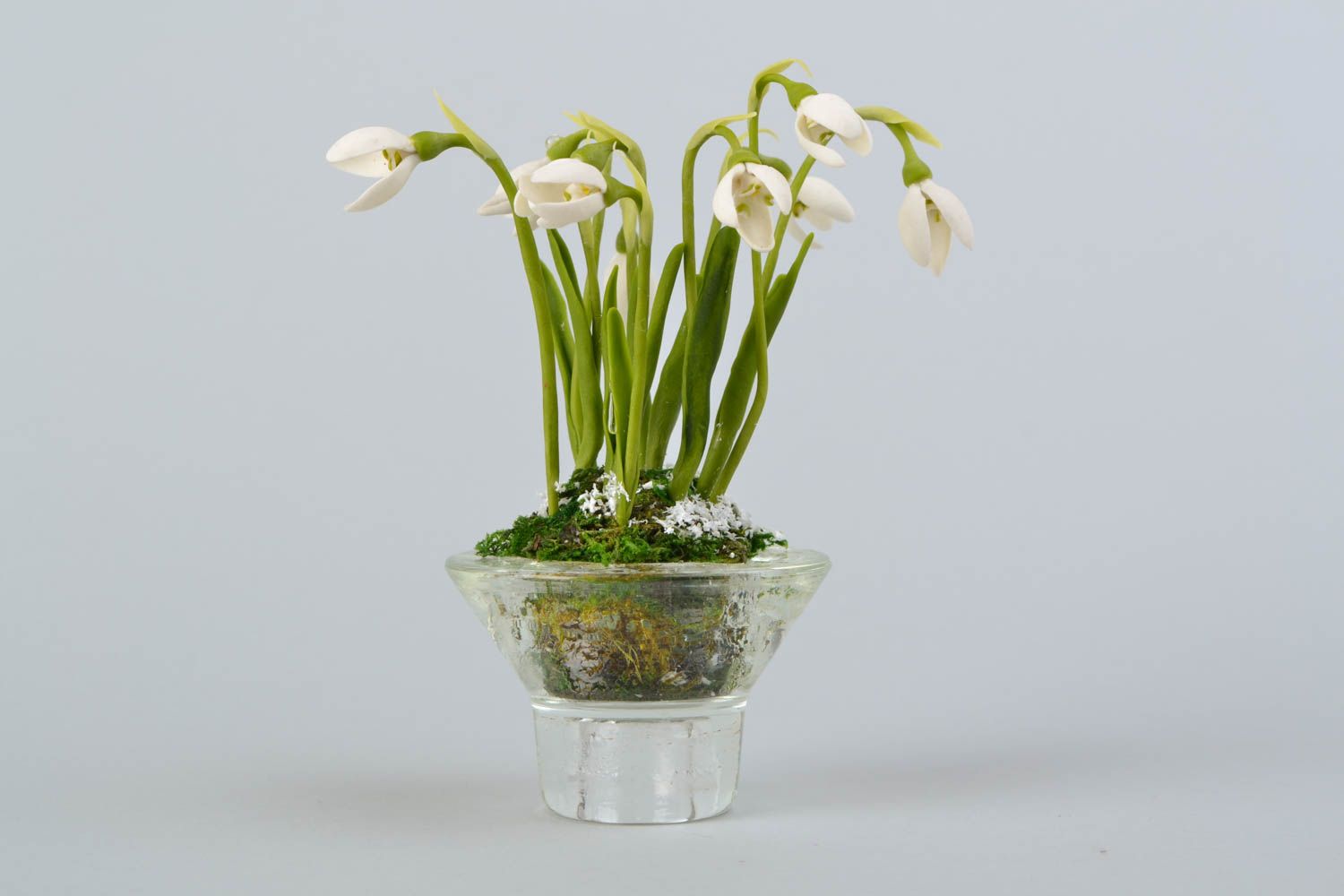 Fleurs en argile autodurcissante Perce-neige décoratives faites main dans vase photo 1