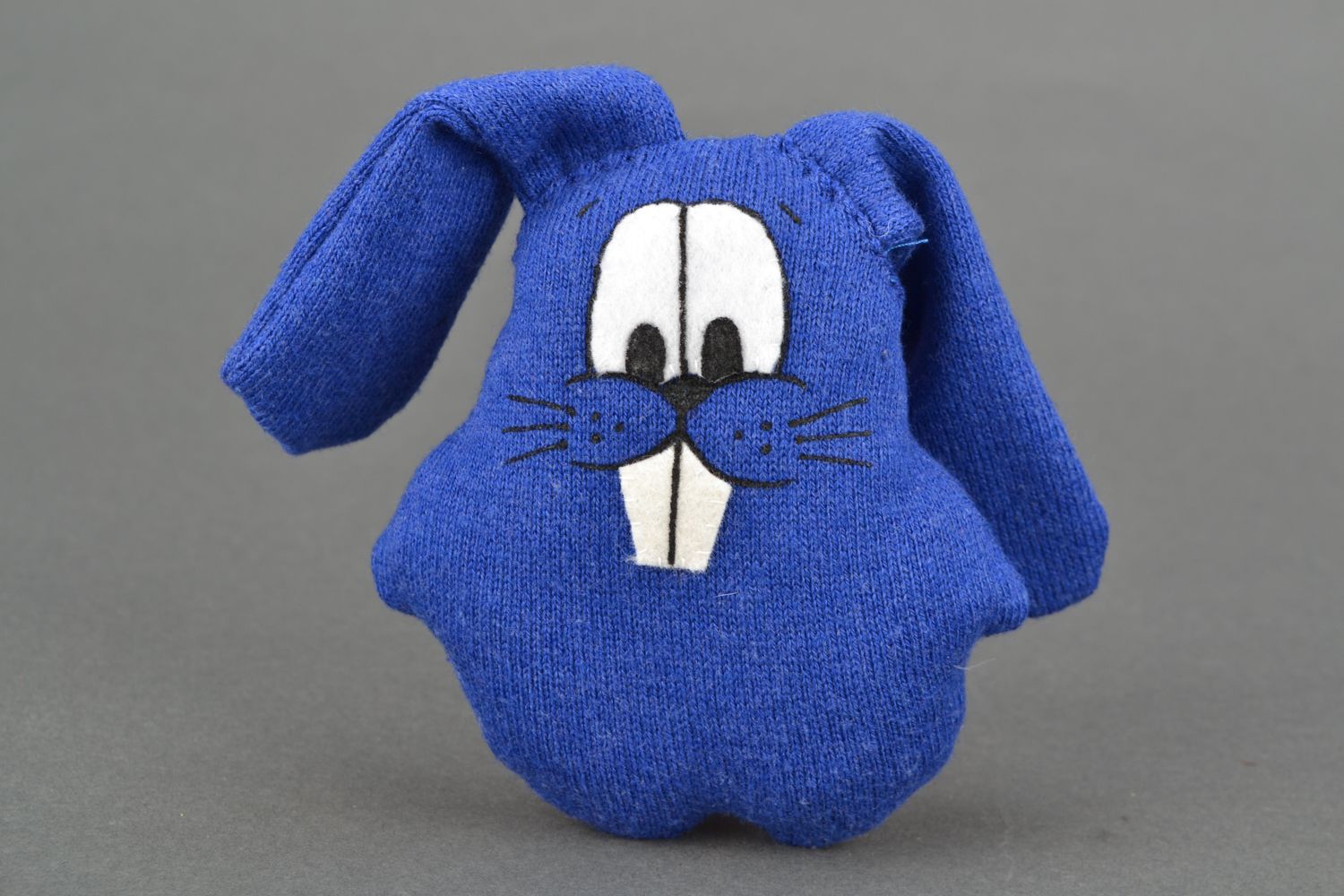 Blue fabric soft toy hare photo 3