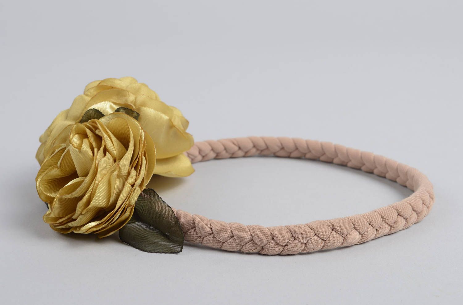 Beautiful handmade textile headband flowers in hair designer hair accessories photo 3