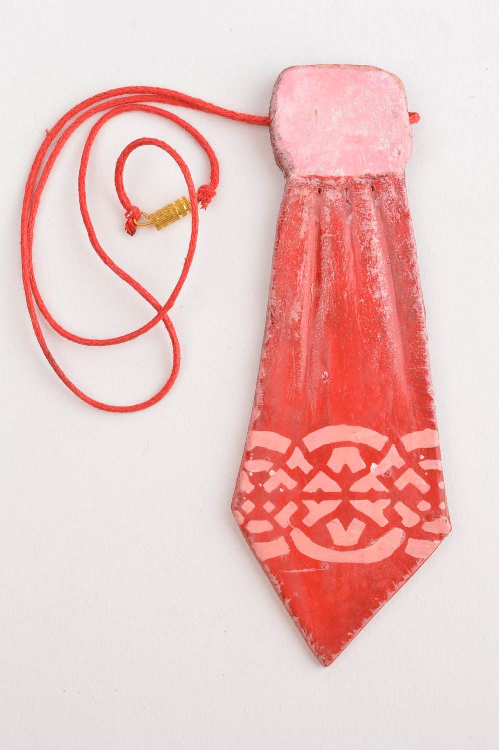 Roter gemusterter Schmuck Anhänger handmade Designer Schmuck Accessoire für Frau foto 2