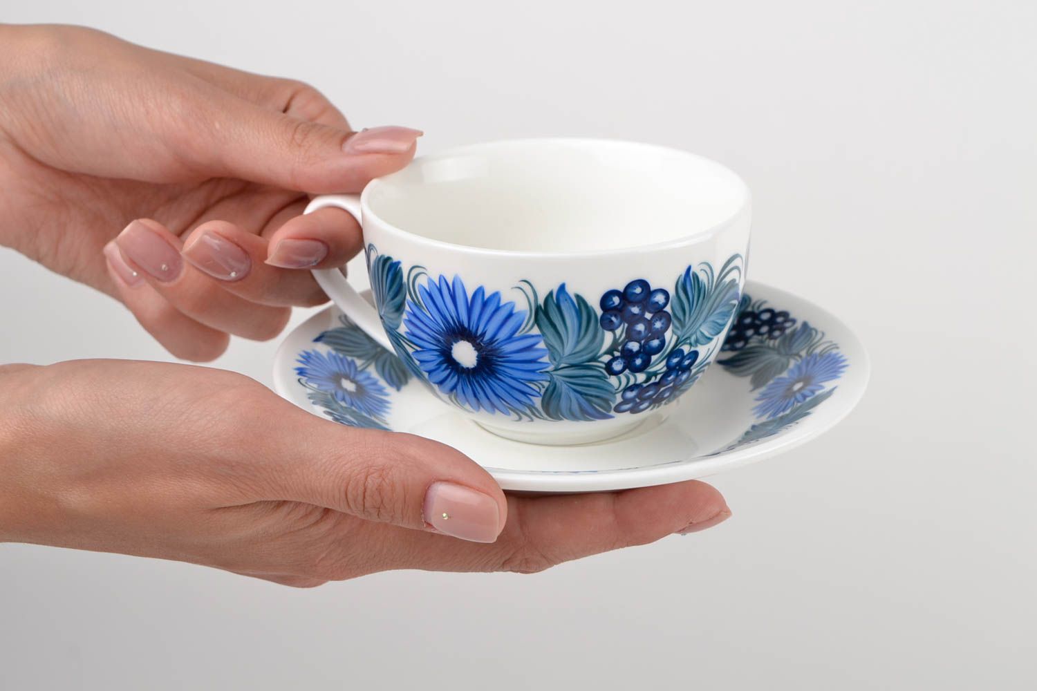 Tasse et soucoupe fait main Vaisselle design 25 cl porcelaine Cadeau original photo 2