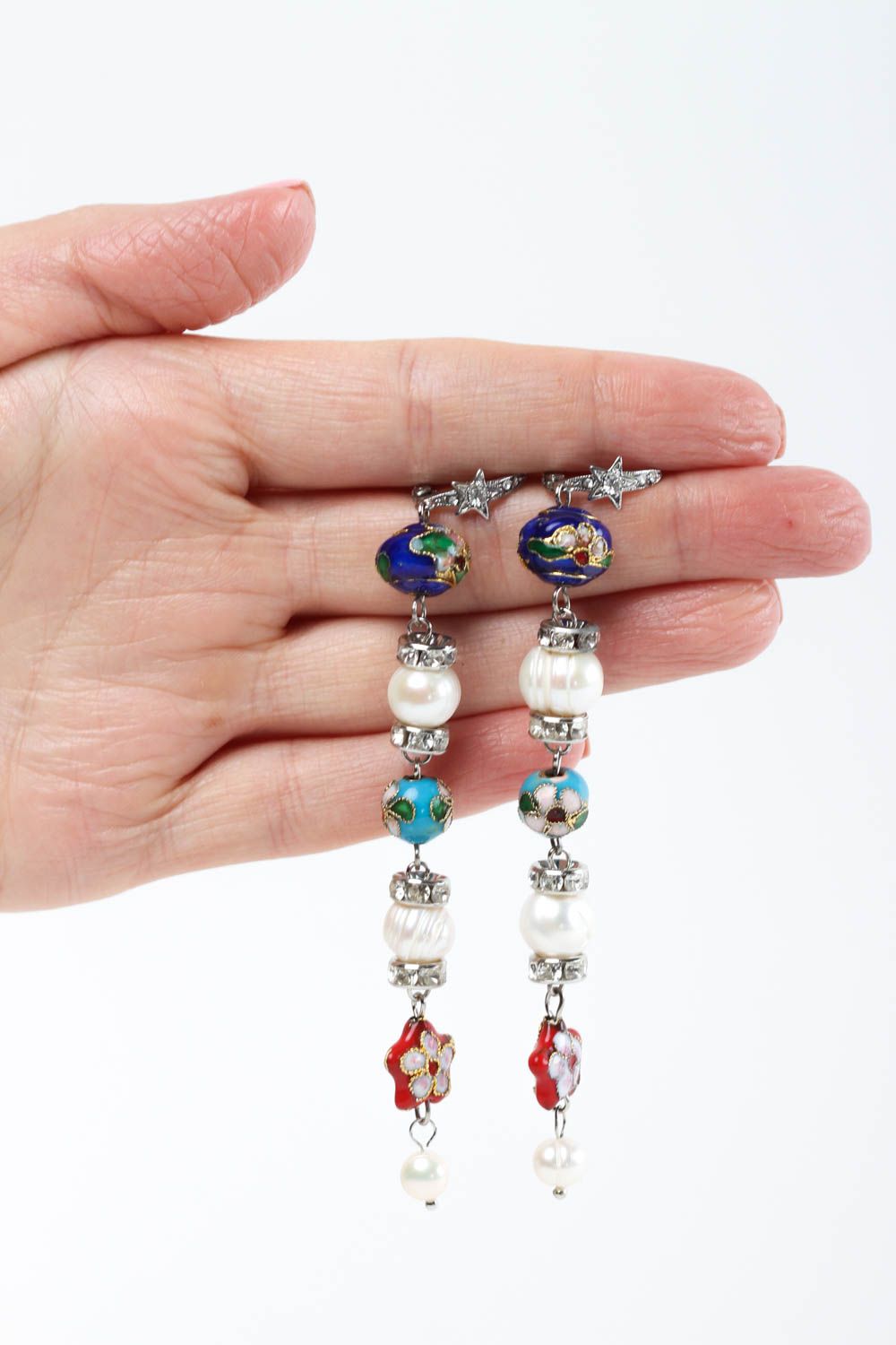 Pendientes artesanales de perlas regalo original para mujer bisutería fina foto 5