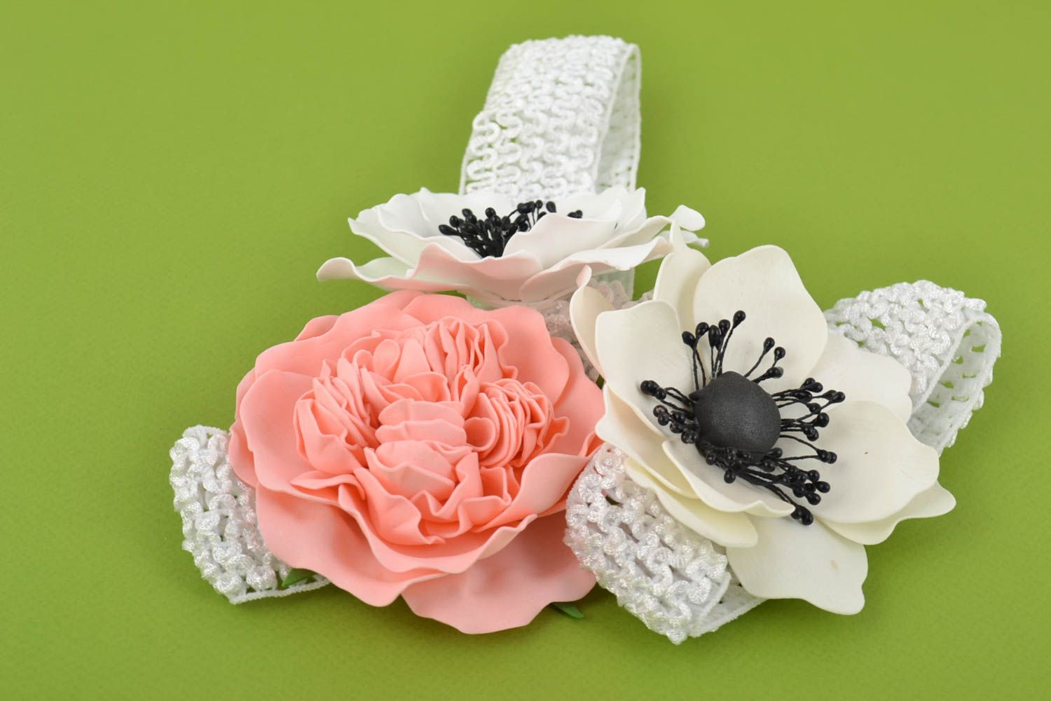 Set of 3 handmade textile stretchy headbands flower hair bands gifts for her photo 4