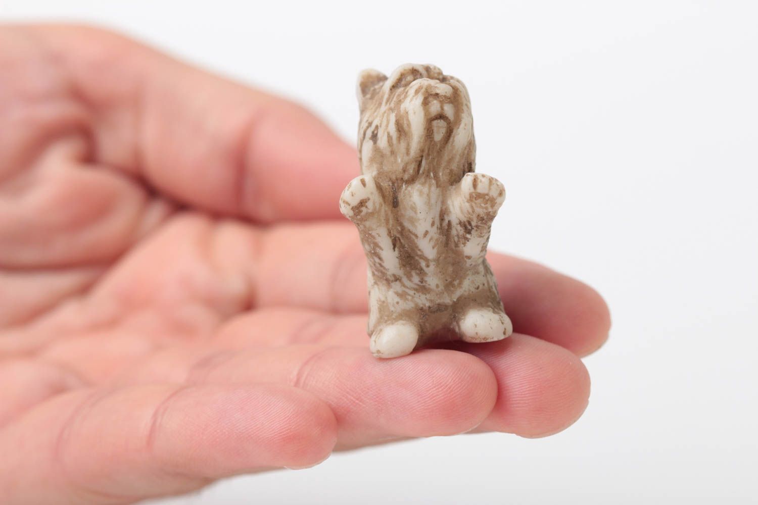 Handmade polymer resin statuette designer bichon dog figurine marble home decor photo 5