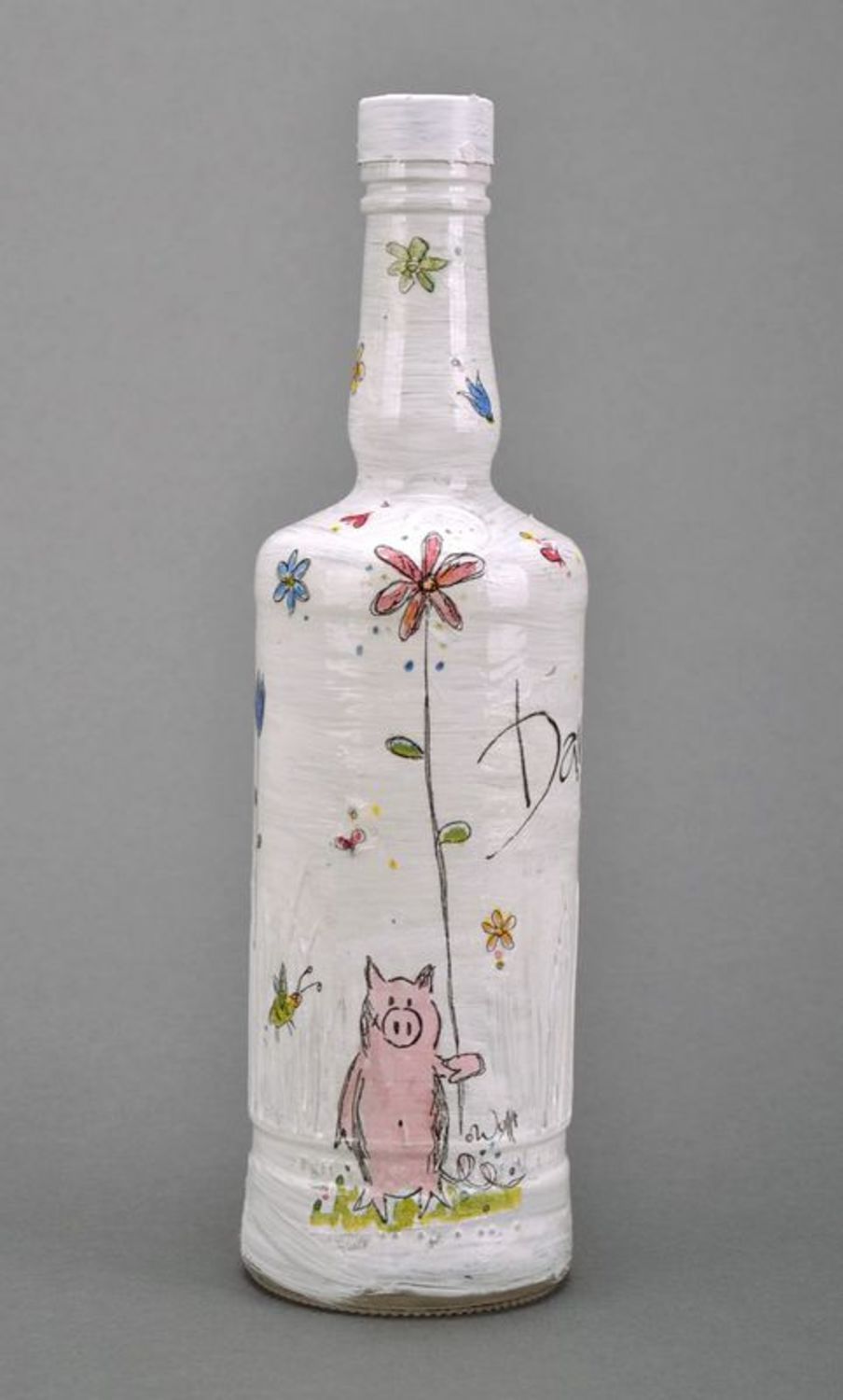 Декоративная бутылка из стекла с надписью фото 3