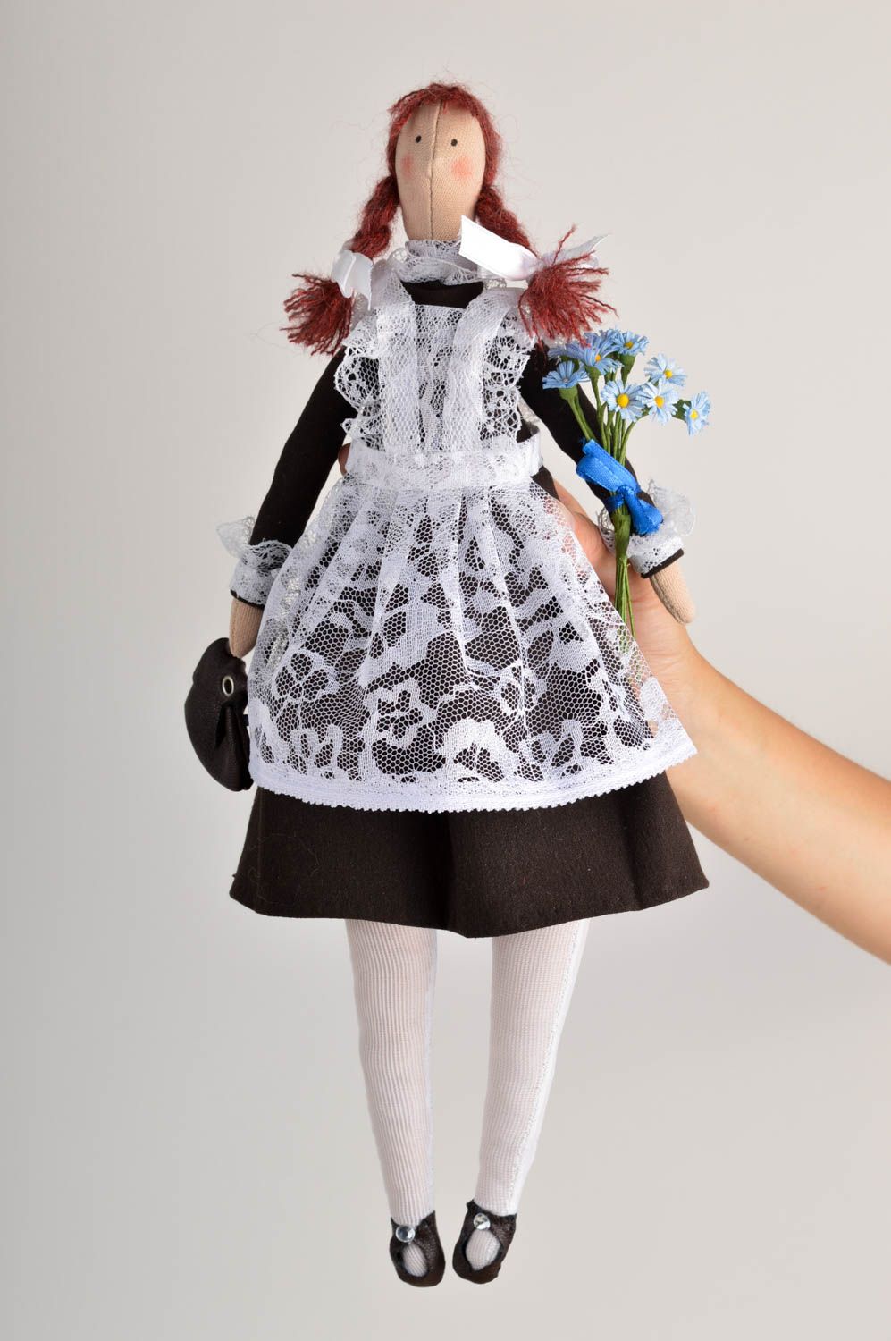 Кукла ручной работы кукла из ткани Школьница мягкая кукла красивая винтажная фото 5