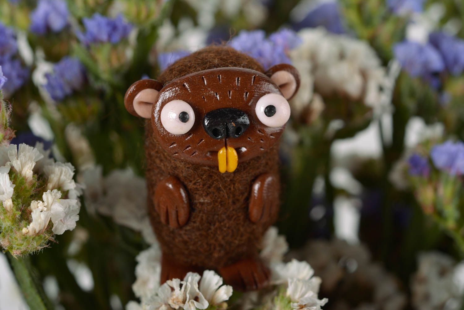 Handmade felted wool beaver figurine designer present for children home decor photo 5