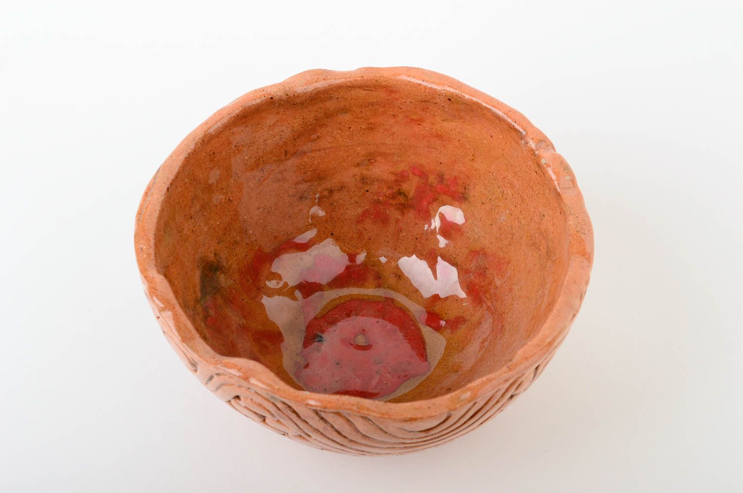 Миска керамическая глубокая тарелка хэнд мейд глиняная посуда с узором фото 3