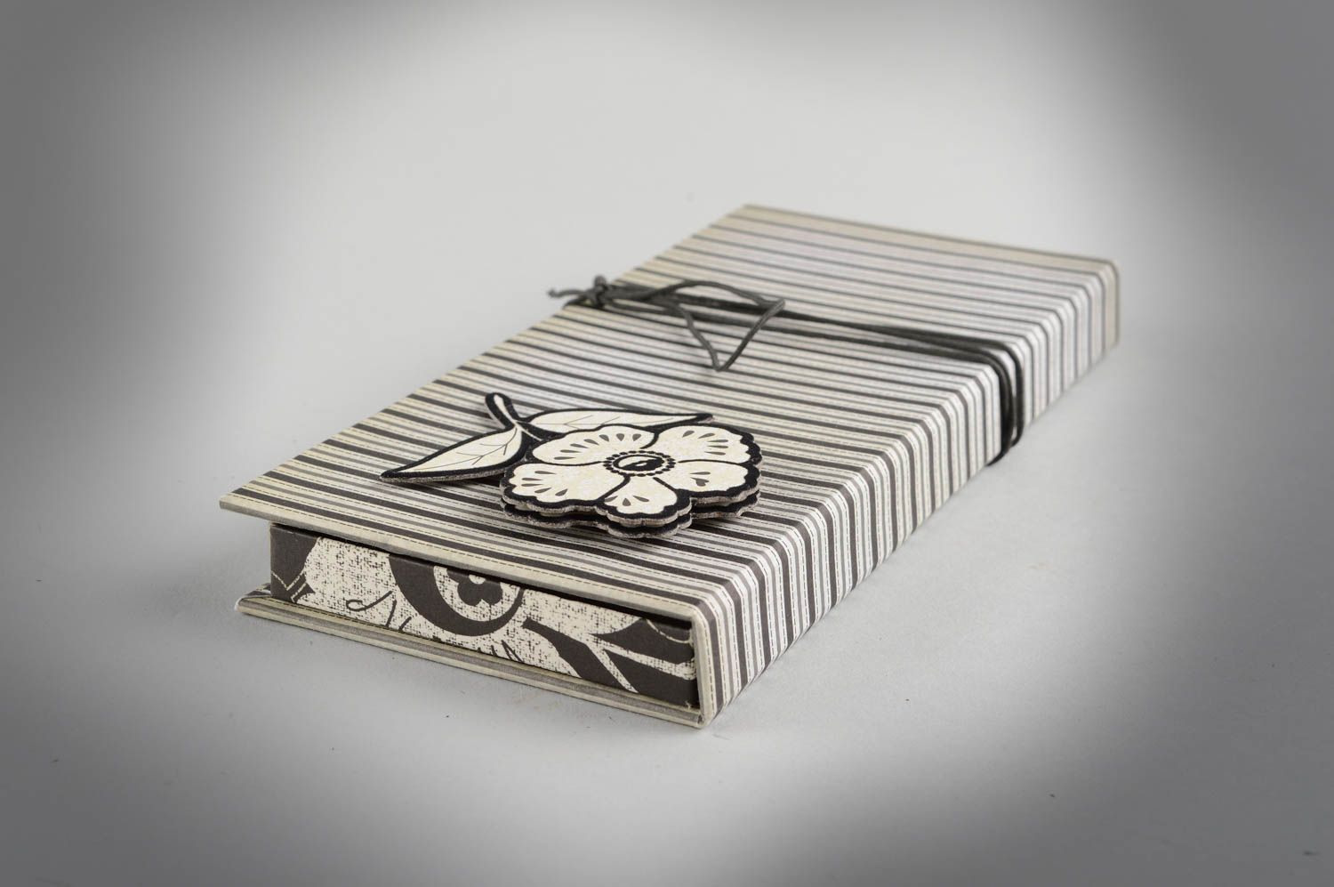 Handmade stylish carton designer striped gift box for money with floral element photo 1