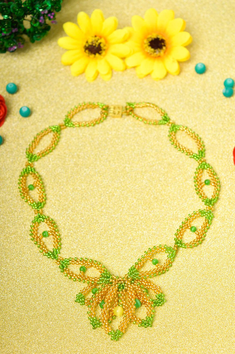 Handmade beautiful designer necklace beaded bright necklace stylish jewelry photo 1