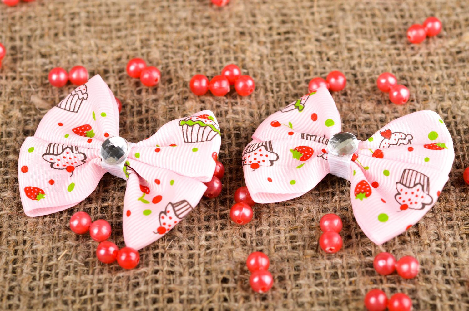 Handmade hair clip rep ribbon barrette set of hair ornaments for children photo 1