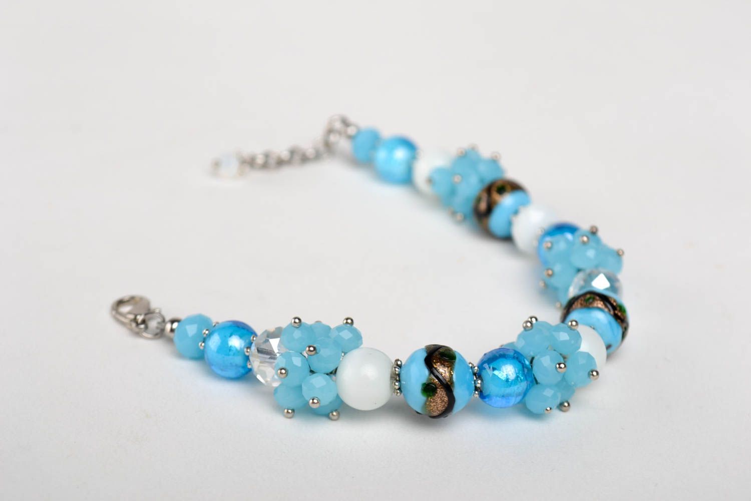Blaues Armband mit Blumen handmade Polymer Schmuck Geschenk Ideen für Frauen foto 4