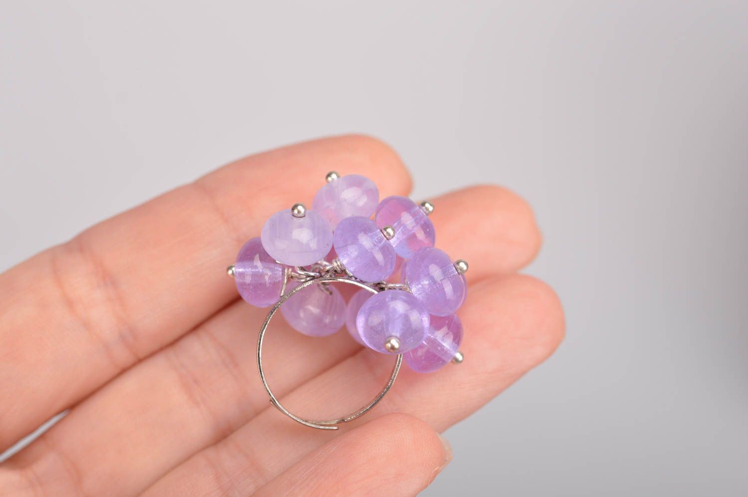 Handmade beaded jewelry ring violet designer accessories unique beaded gift photo 2