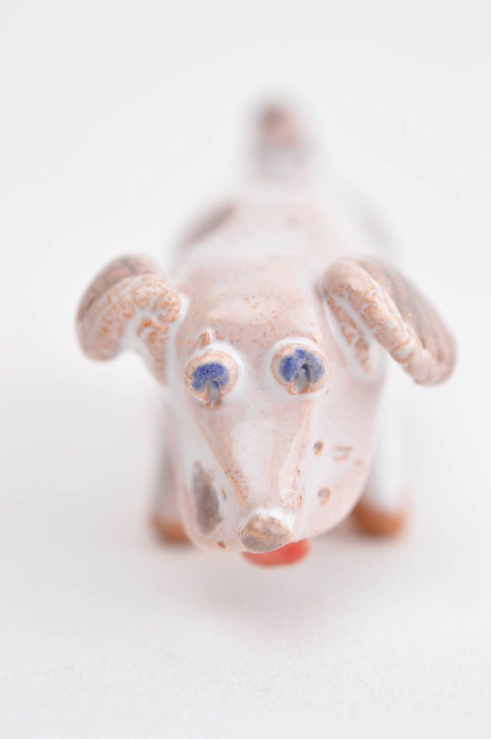 Figurine chien fait main Statuette miniature argile peinte Déco maison orignal photo 8