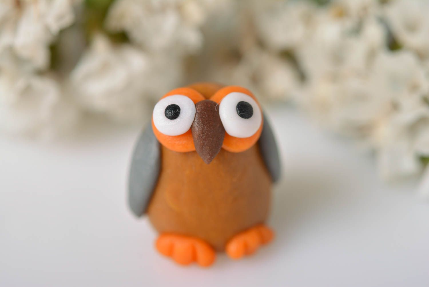 Handmade plastic figurine unique designer owl statuette stylish interior toy photo 1
