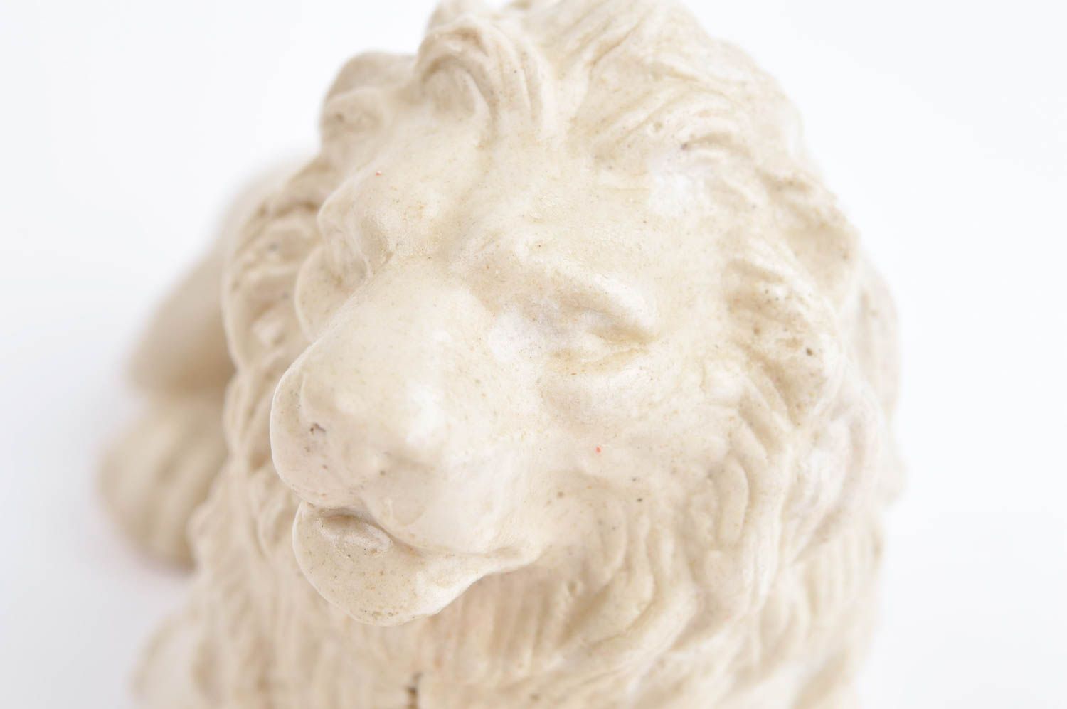 Statuette lion faite main Figurine en plâtre blanche peinte Déco maison photo 5