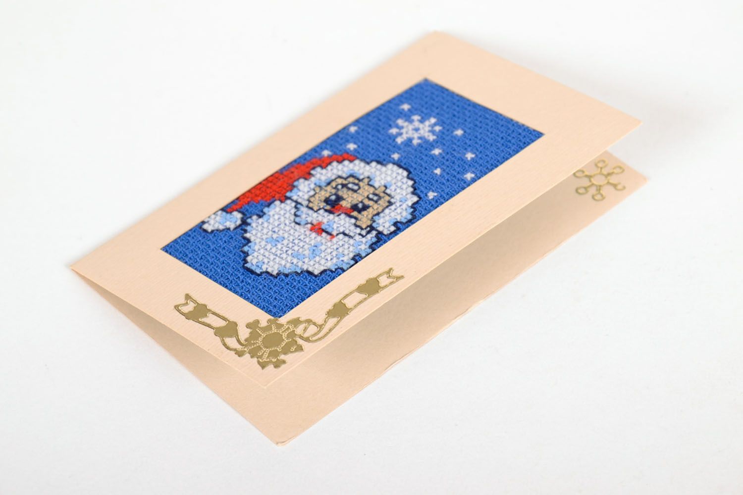 Cartão de felicitação feito à mão de Natal com bordado  foto 2