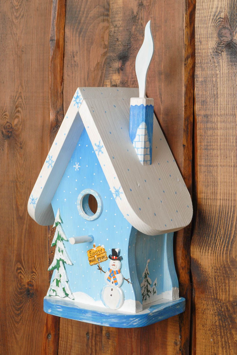 Handmade birdhouse with Christmas decor photo 1