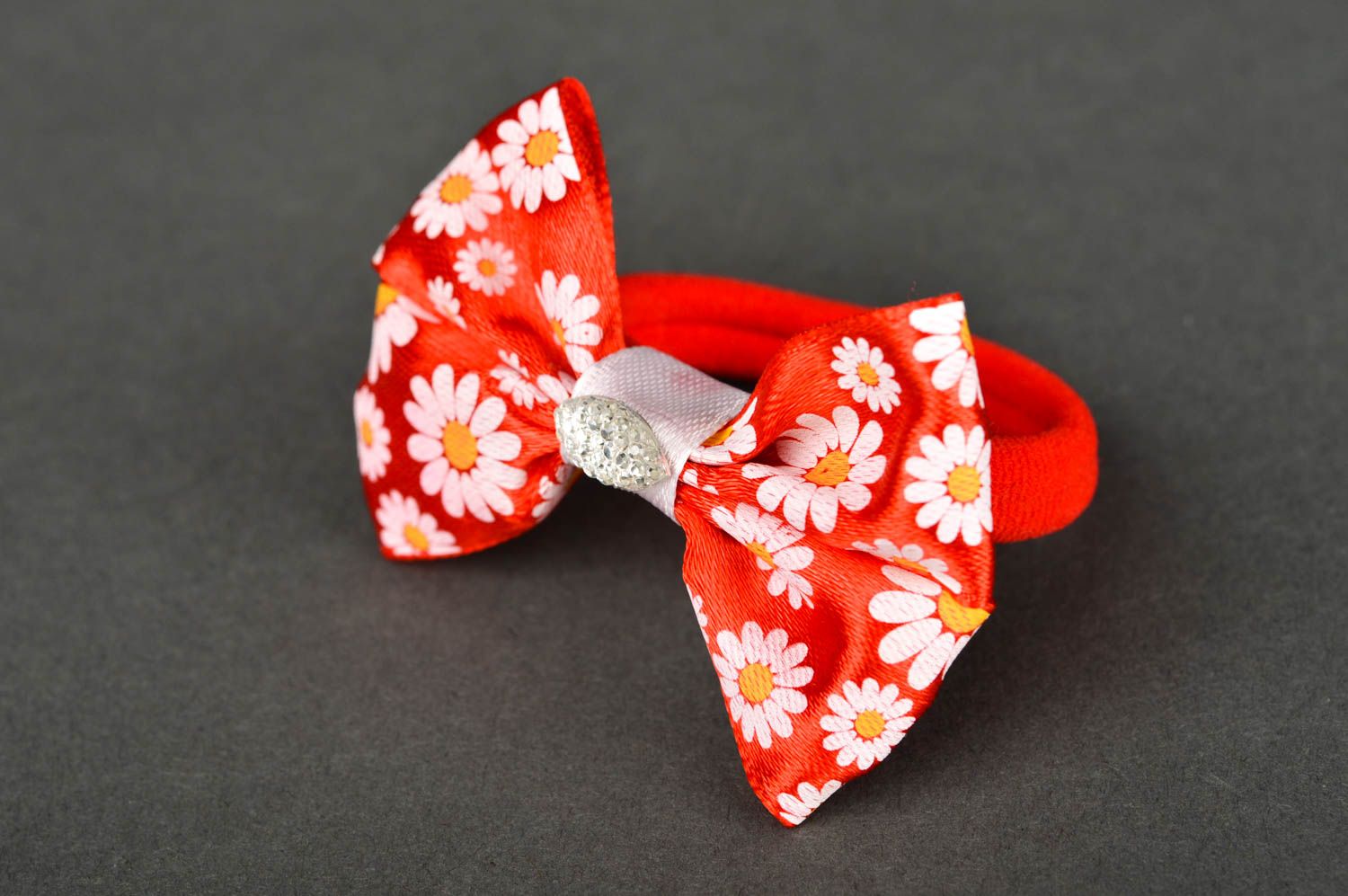 Handmade cute designer hair tie unusual flower bow stylish hair accessory photo 2