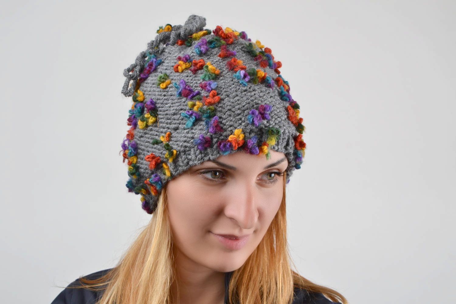 Handmade knitted hat designer stylish winter accessory unique present for women photo 1