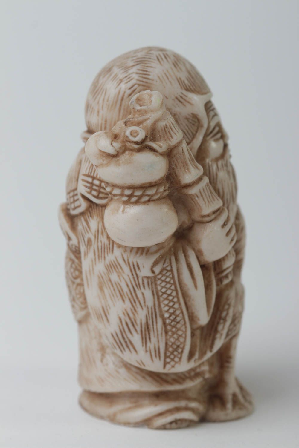 Статуэтка из полимерной смолы нэцкэ Эбису с журавлем фигурка ручной работы фото 3