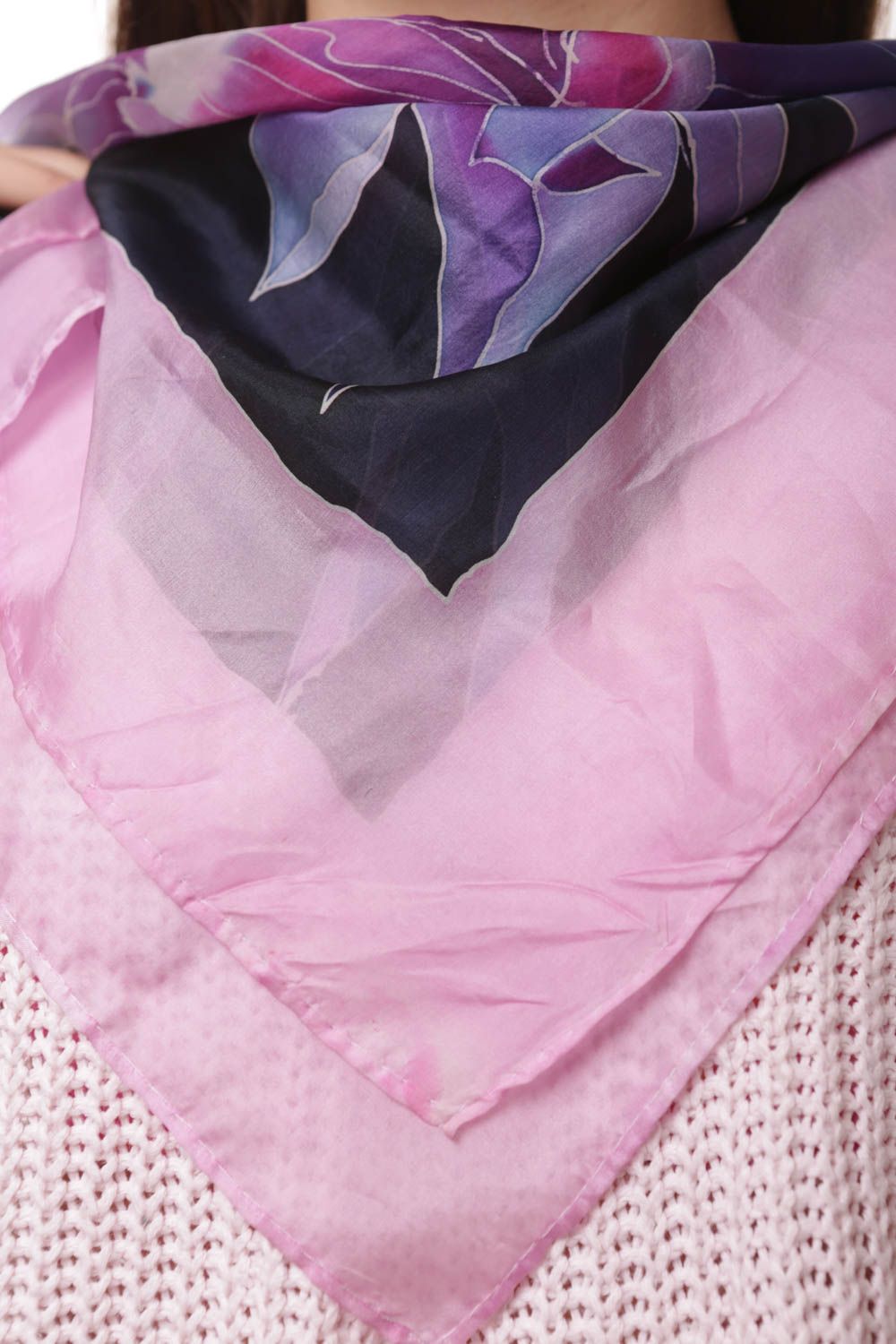 Joli foulard en soie fait main Dahlia photo 2