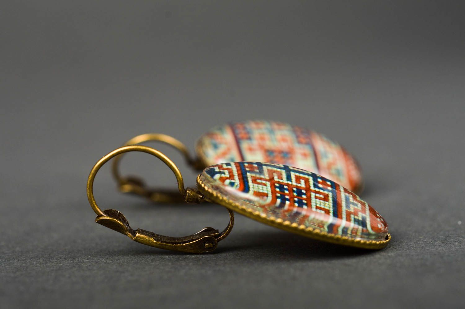 Earrings with print handmade designer earrings vintage jewelry handmade jewelry photo 3