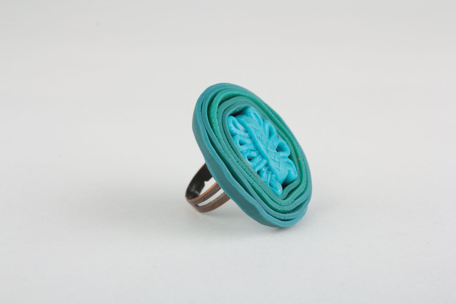 Polymer clay seal ring Turquoise photo 1