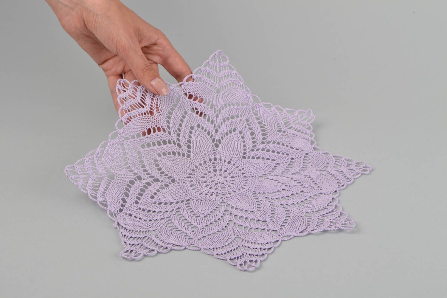 Napperon violet fait main Textile de table tricoté ajouré Décoration maison photo 2