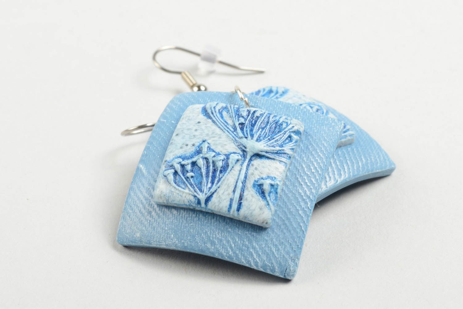 Handmade blaue modische Schmuck Ohrringe Polymer Schmuck Accessoire für Frauen foto 3