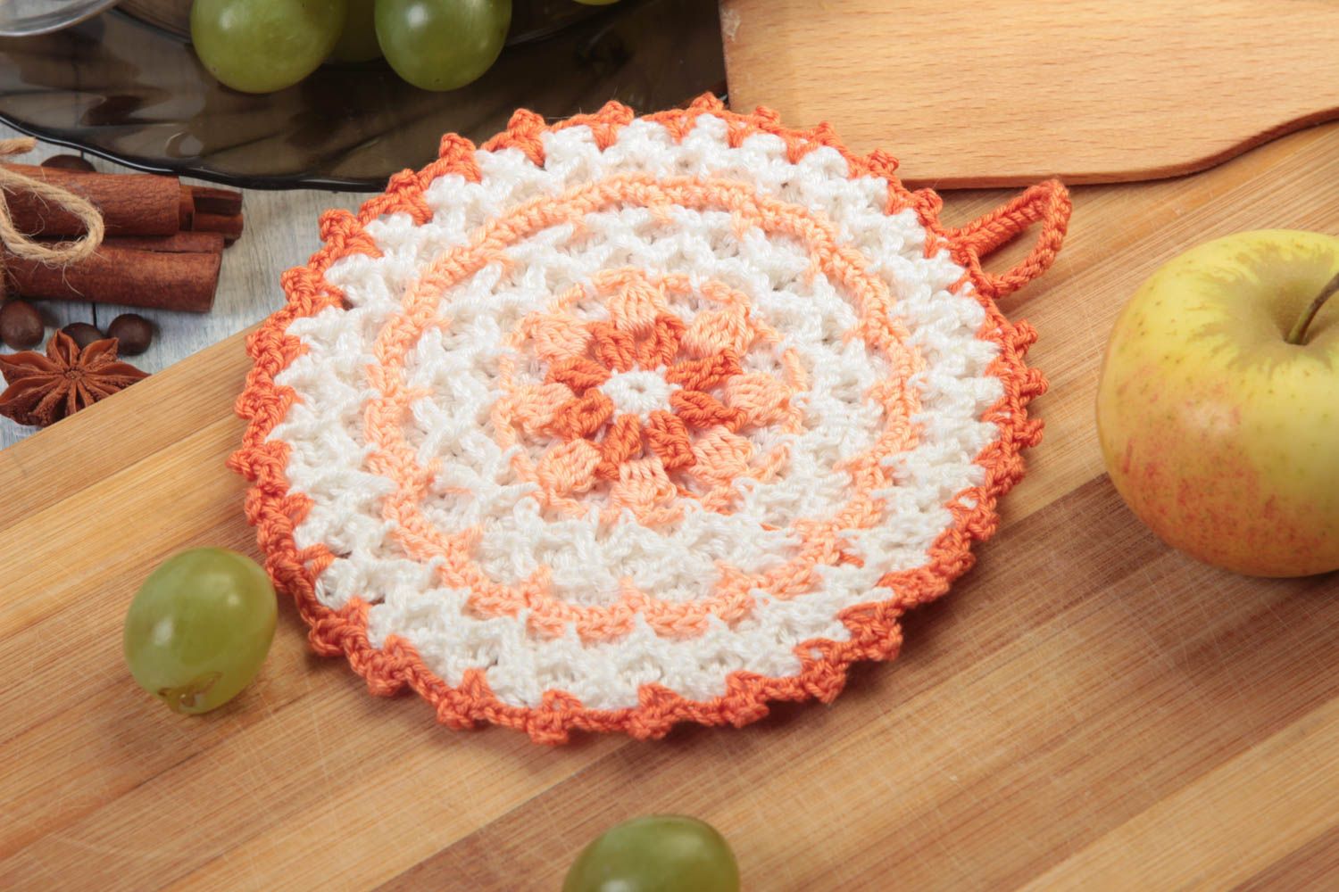 Agarradera al crochet hecha a mano accesorio para cocina textiles para el hogar foto 1