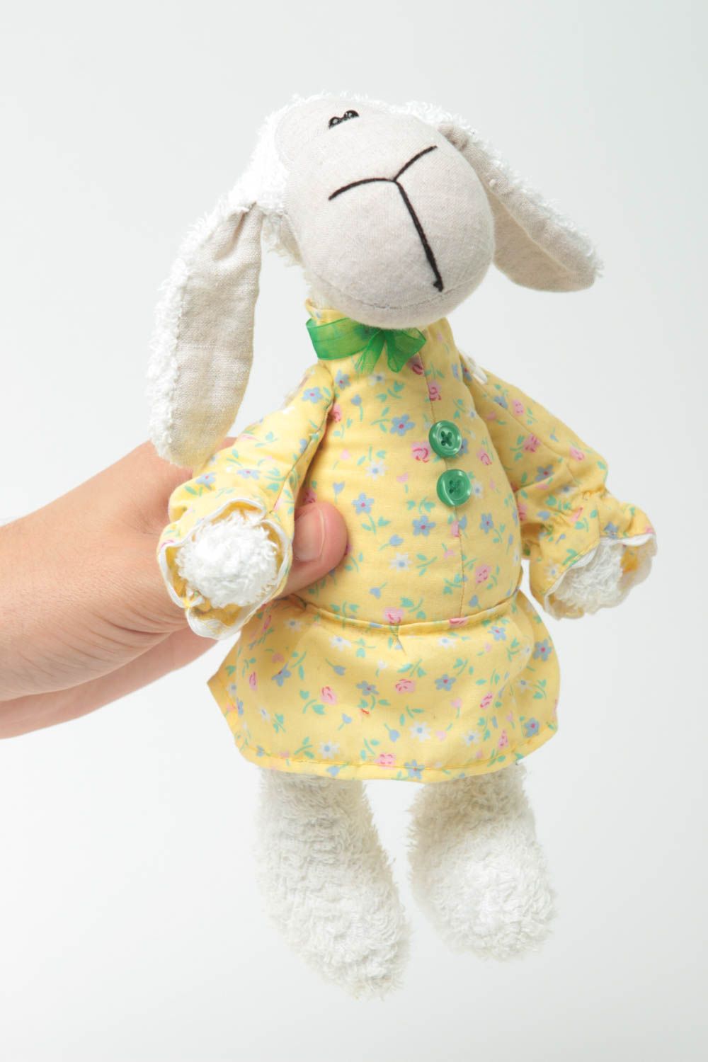 Peluche brebis Doudou original fait main tissu éponge coton Jouet pour enfant photo 5