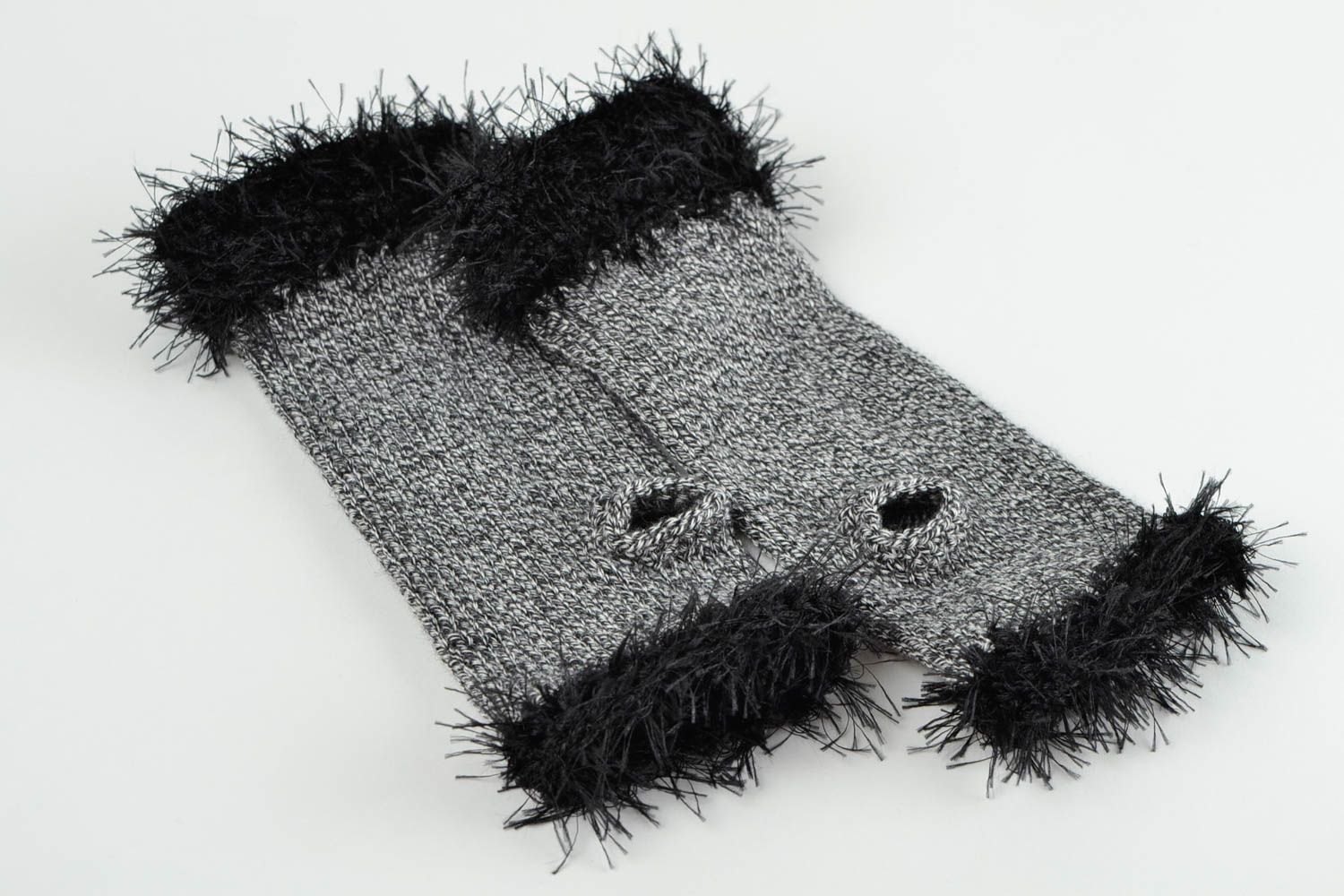 Mitaines tricot fait main Gants mitaines laine acrylique design Accessoire femme photo 5