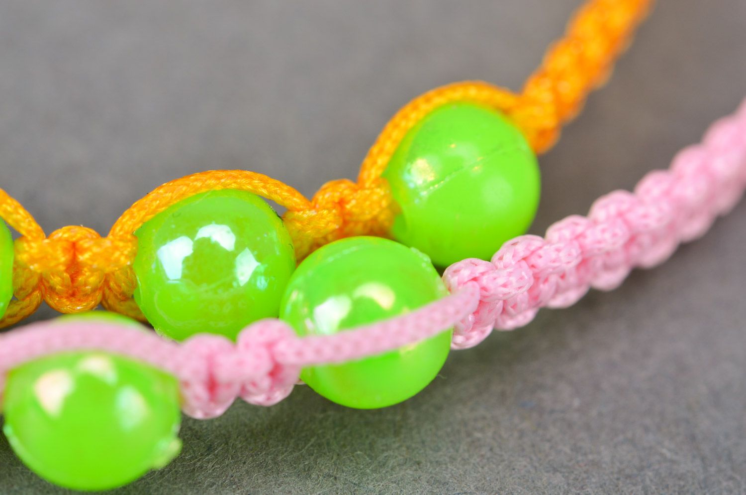 Beautiful handmade women's woven bead bracelets set 2 items Neon photo 4