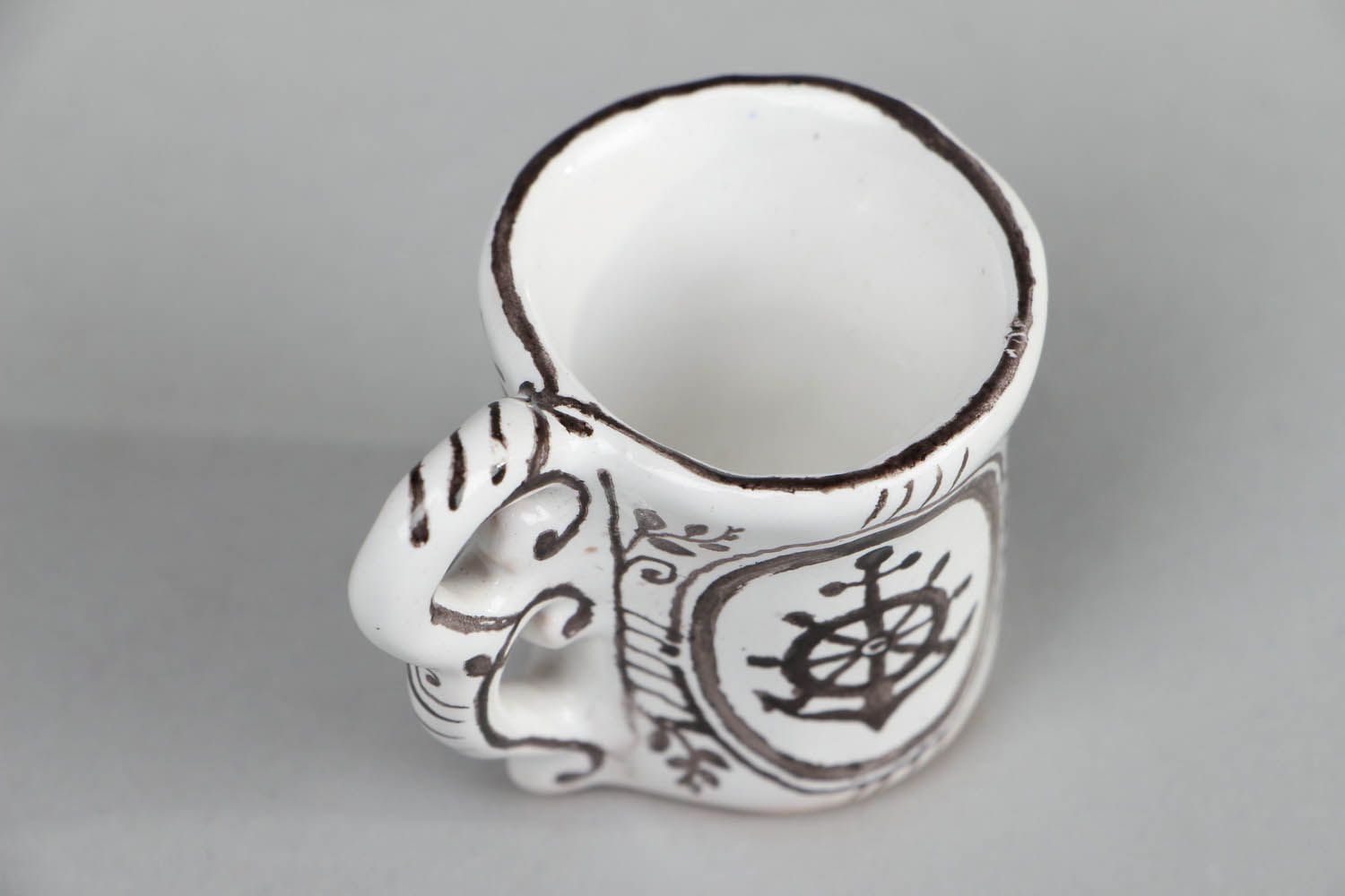 2 inches handmade ceramic coffee mug with marine design 0,09 lb photo 3