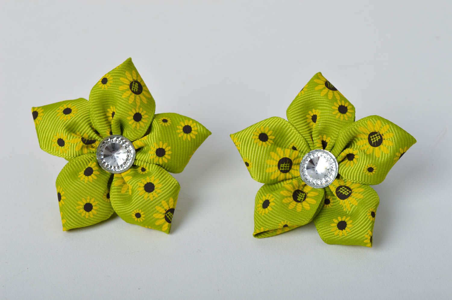 Rep ribbon scrunchies handmade scrunchies green hair accessories for children photo 4