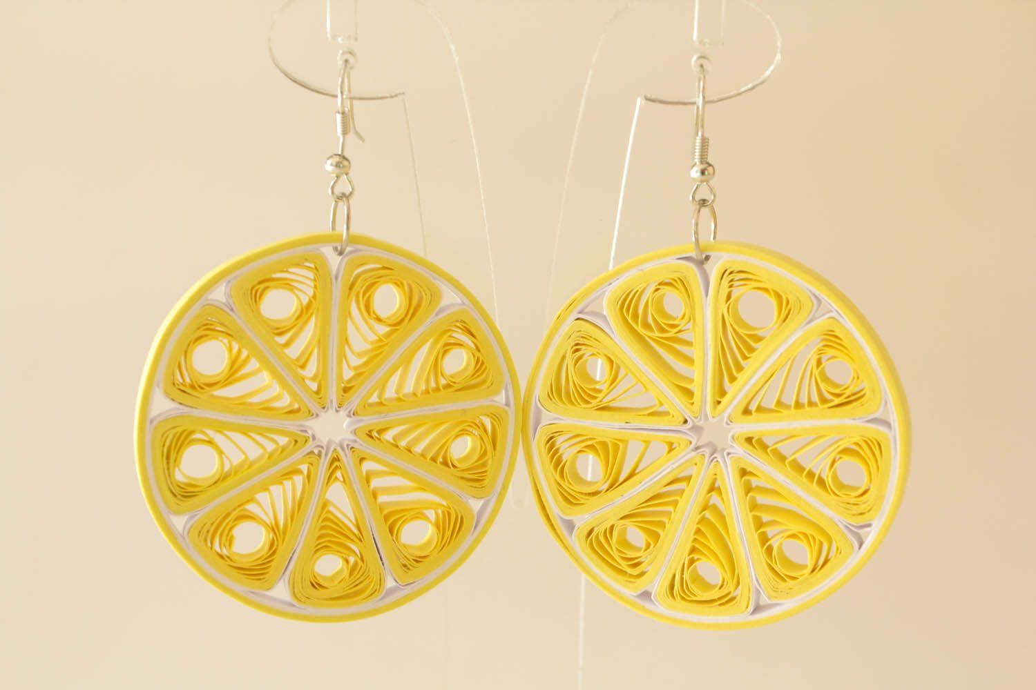 Round handmade earrings Lemons photo 4